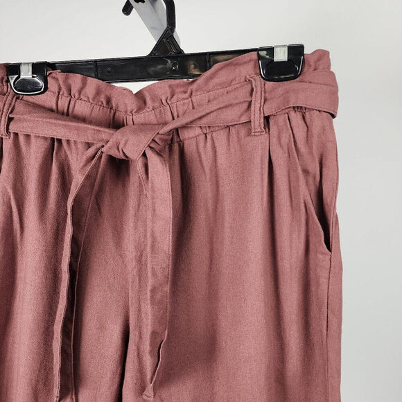 Maurices Dusty Rose Paper Bag Waist Belted Pants Size M - Picture 2 of 9